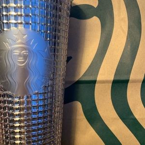 Starbucks 2020 Holiday Silver Grid Tumbler.
